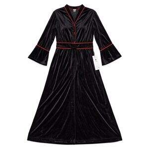 Raza New York Black Velvet Maxi Robe XL Red Trim Bell Sleeve Style 2042 NWT